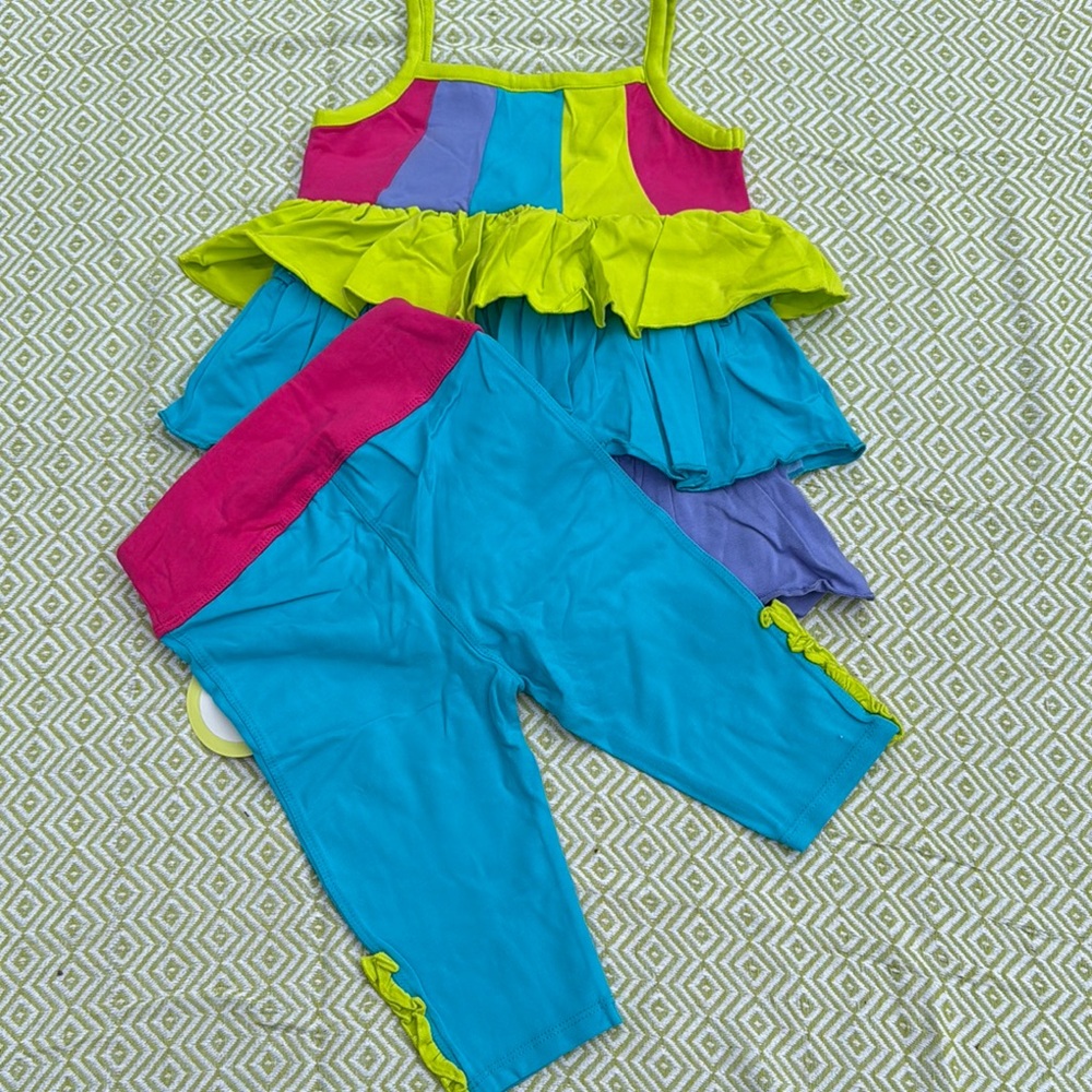 Limeapple Colorful Tiered Dress with Leggings - Picture 2 of 4